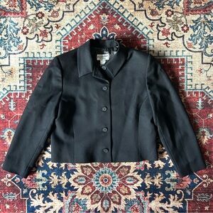 Vintage 80s Virgin WOOL Pendleton Black Button-Up Blazer